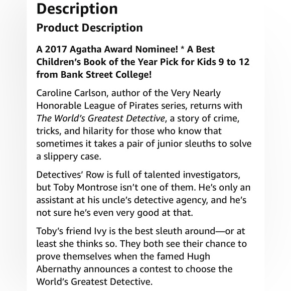 The World’s Greatest Detective YA by Caroline Carlson Hardback - Picture 9 of 11